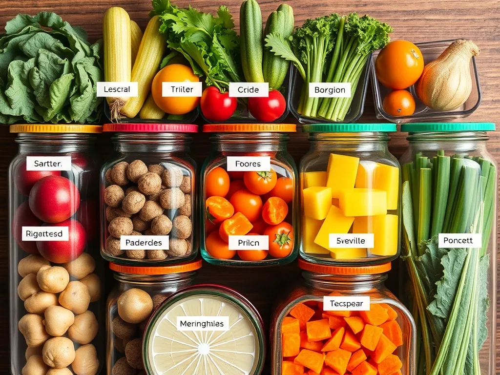 A technical diagram-style photo of fruits and vegetables sep