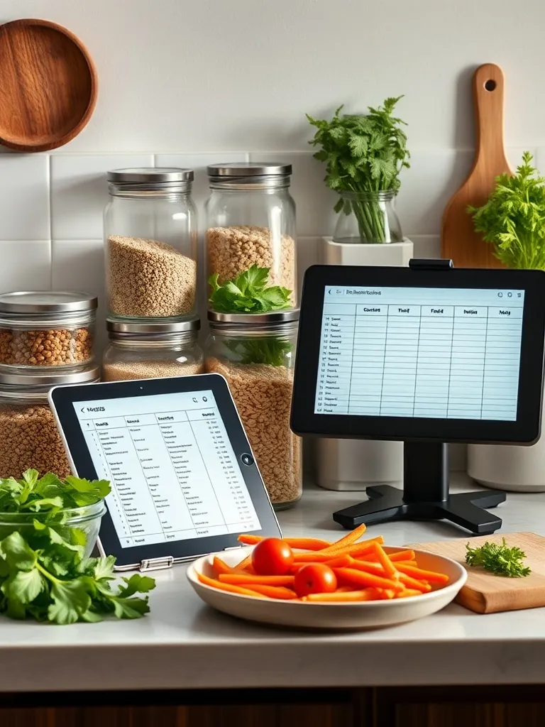 A clean organized kitchen counter with glass containers of g