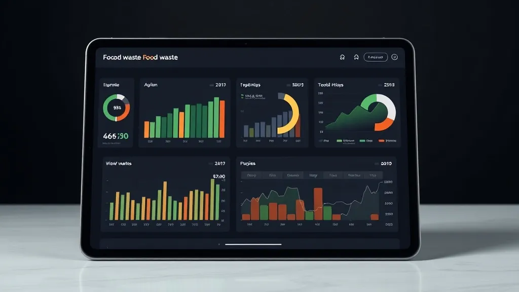 A professional technical dashboard showing food waste statis